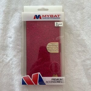 MYBAT iPhone 6 Plus Phone Case Sparkly Pink with Gold & Diamond Accent. NWT